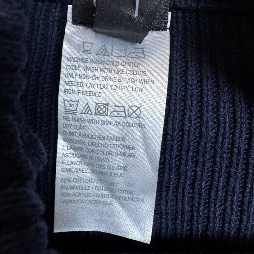 G.I.L.I. Got It Love It Sweater Cape Poncho Gold Button Navy Blue Knit Size XS/S - Picture 10 of 11
